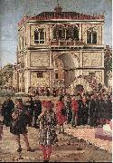 CARPACCIO, Vittore The Ambassadors Return to the English Court (detail) fdg oil painting reproduction